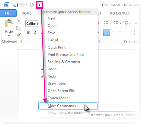 quick access toolbar excel missing